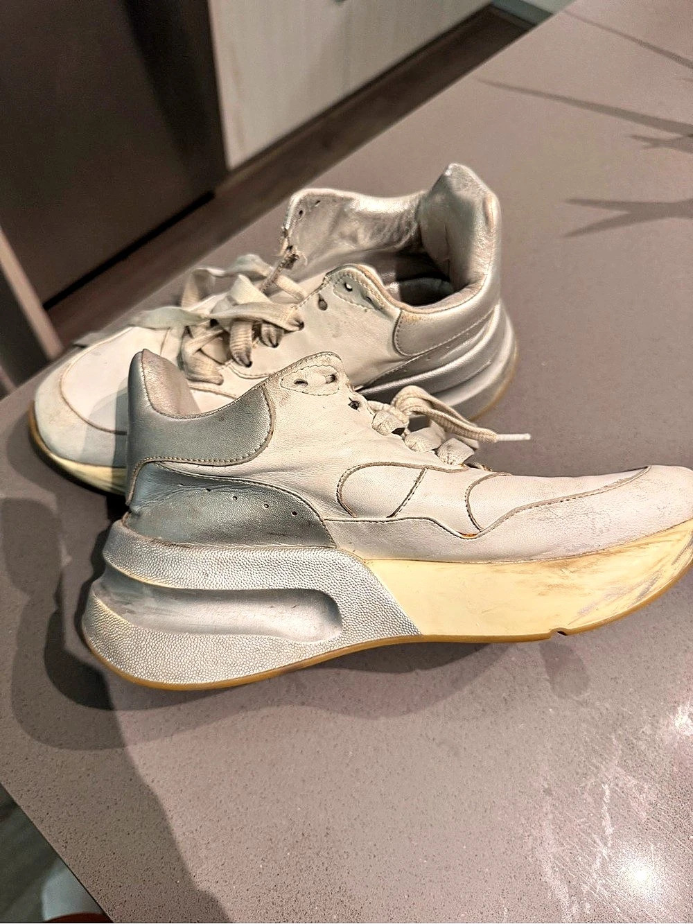 Alexander McQueen Oversized Runner White & Silver Sneakers
